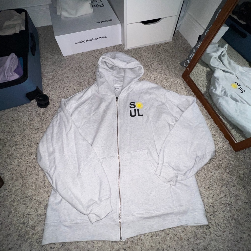 Soulcycle Gray Comfy Oversized Zip-Up Hoodie